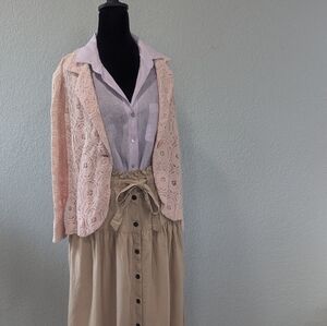 Athena Mari Pink Lace Blazer Jacket Romantic Cottagecore Small
